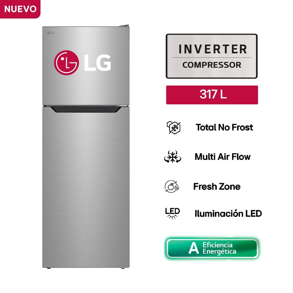REFRIGERADORA LG GT32BPY 317L NO FROST PLATEADA - 2