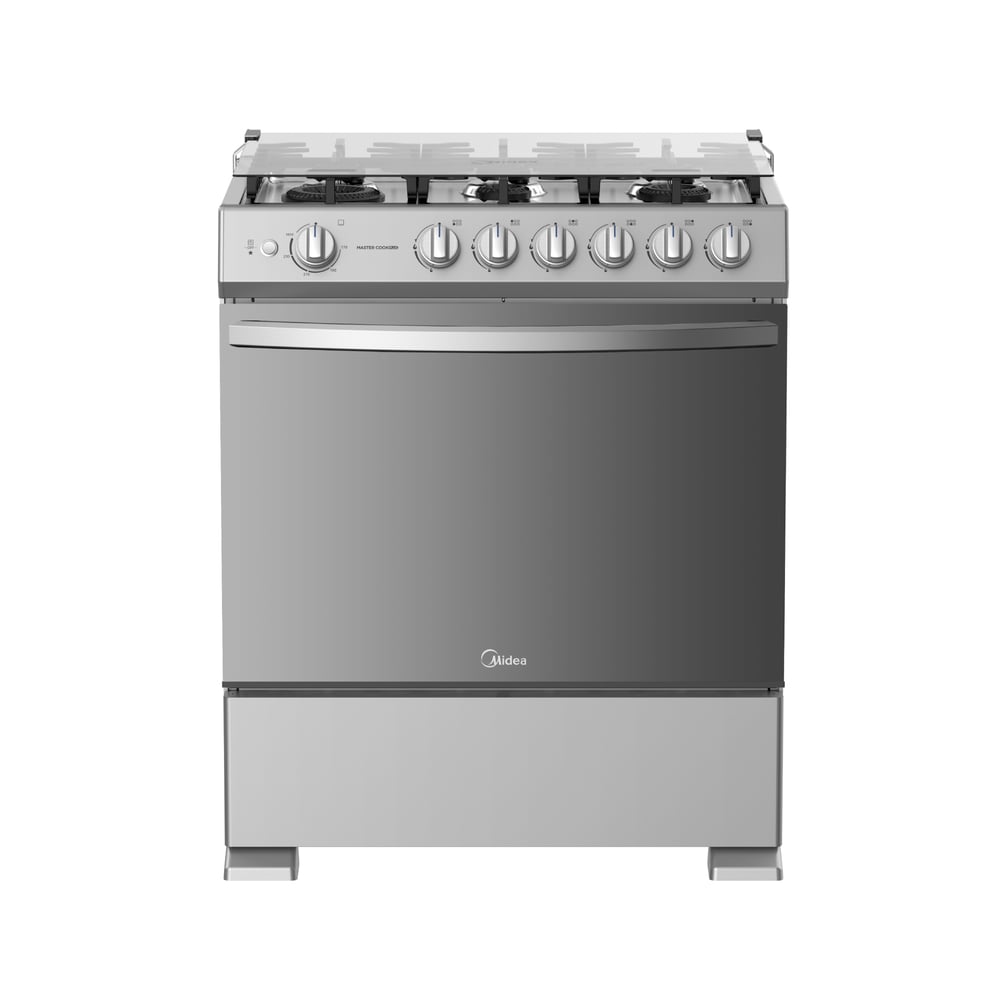 COCINA A GAS MIDEA MGS30TL6G-PE 30' 6 HORNILLAS SILVER - 1