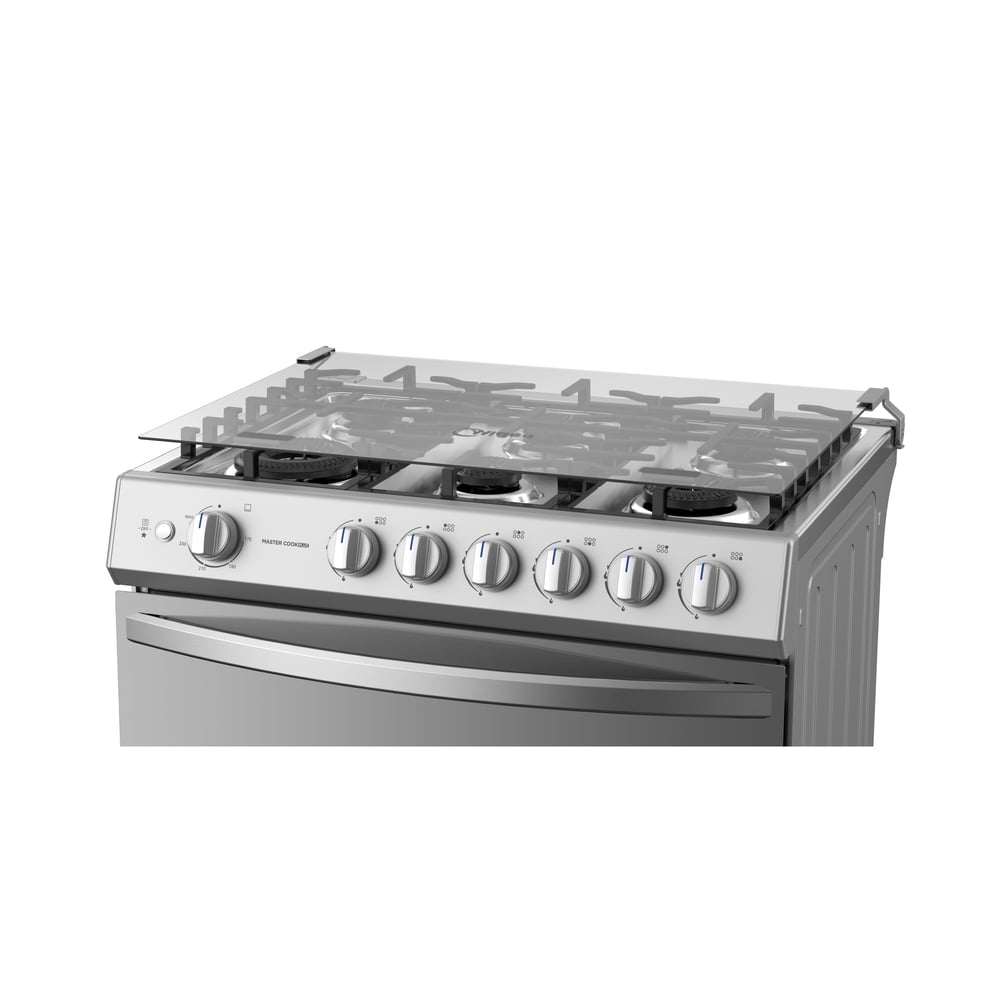COCINA A GAS MIDEA MGS30TL6G-PE 30' 6 HORNILLAS SILVER - 5