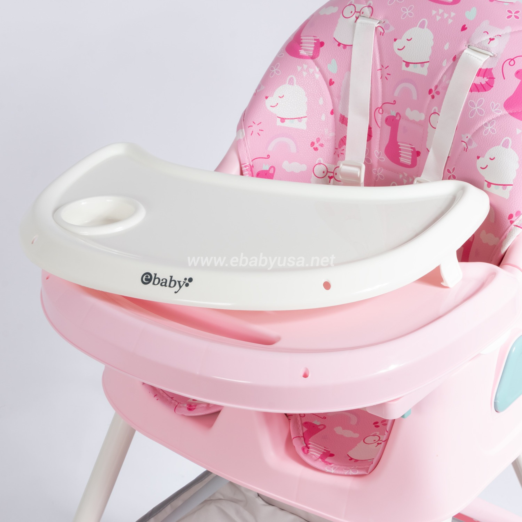 SILLA COMER EBABY DALI ROSADO PARA BEBÉ MAS GRATIS PLATITO - 3
