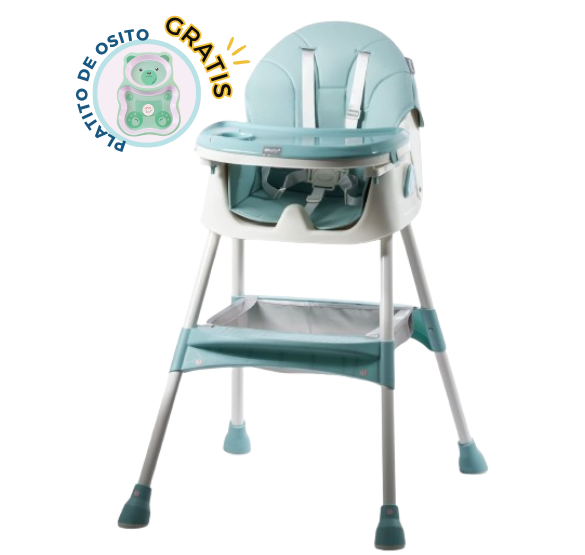 SILLA COMER EBABY DALI VERDE PARA BEBÉ + GRATIS PLATITO - 1