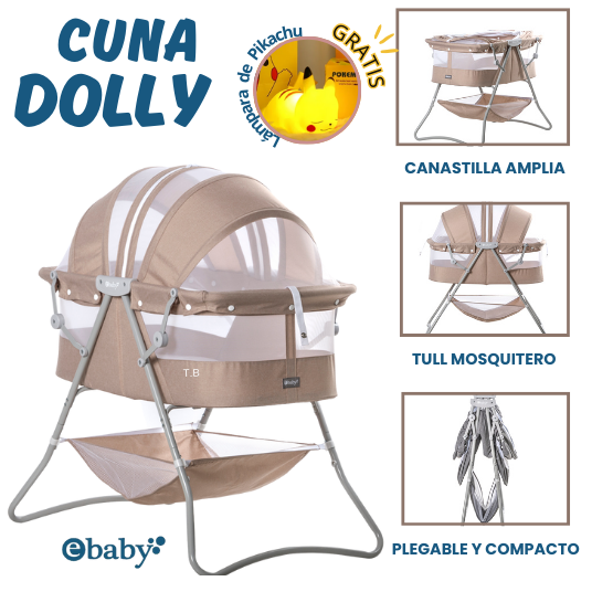 CUNA EBABY DOLLY METAL BEIGE + LÁMPARA GRATIS - 1