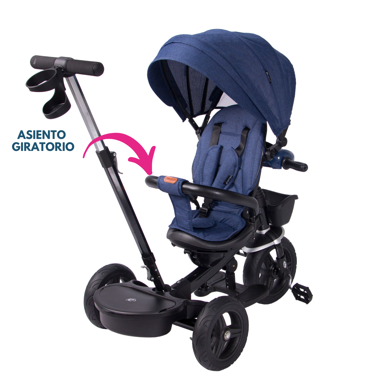 TRICICLO ARIA RECLINABLE CON ASIENTO GIRATORIO AZUL - EBABY - 2