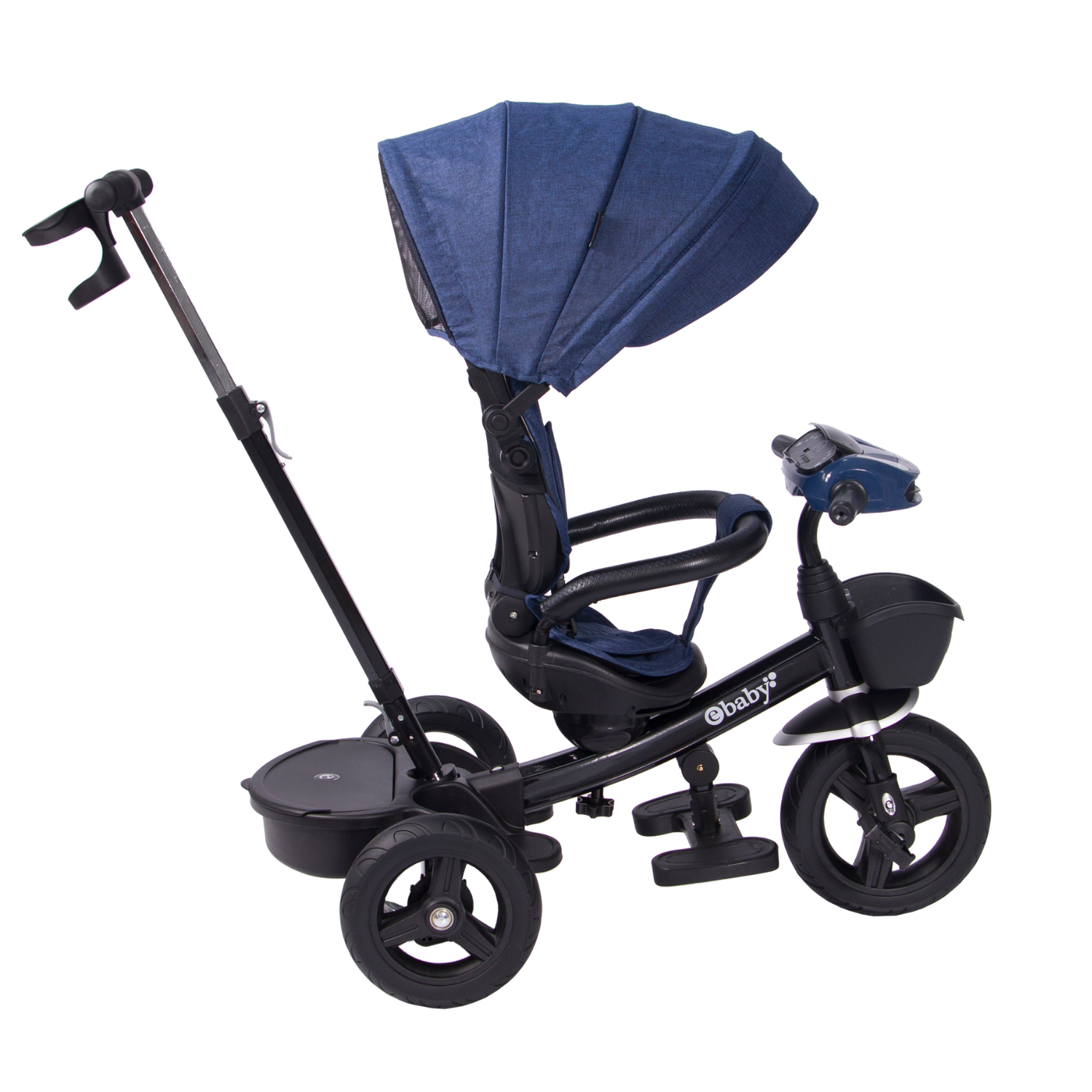 TRICICLO ARIA RECLINABLE CON ASIENTO GIRATORIO AZUL - EBABY - 3