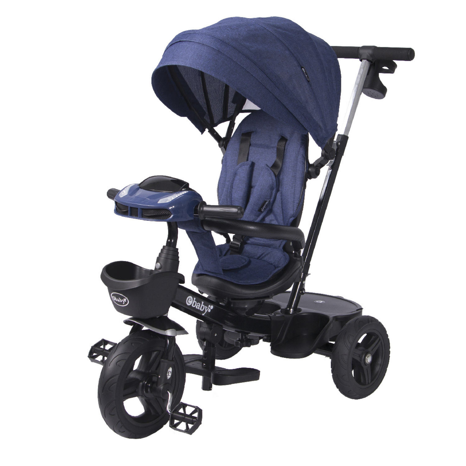 TRICICLO ARIA RECLINABLE CON ASIENTO GIRATORIO AZUL - EBABY - 4