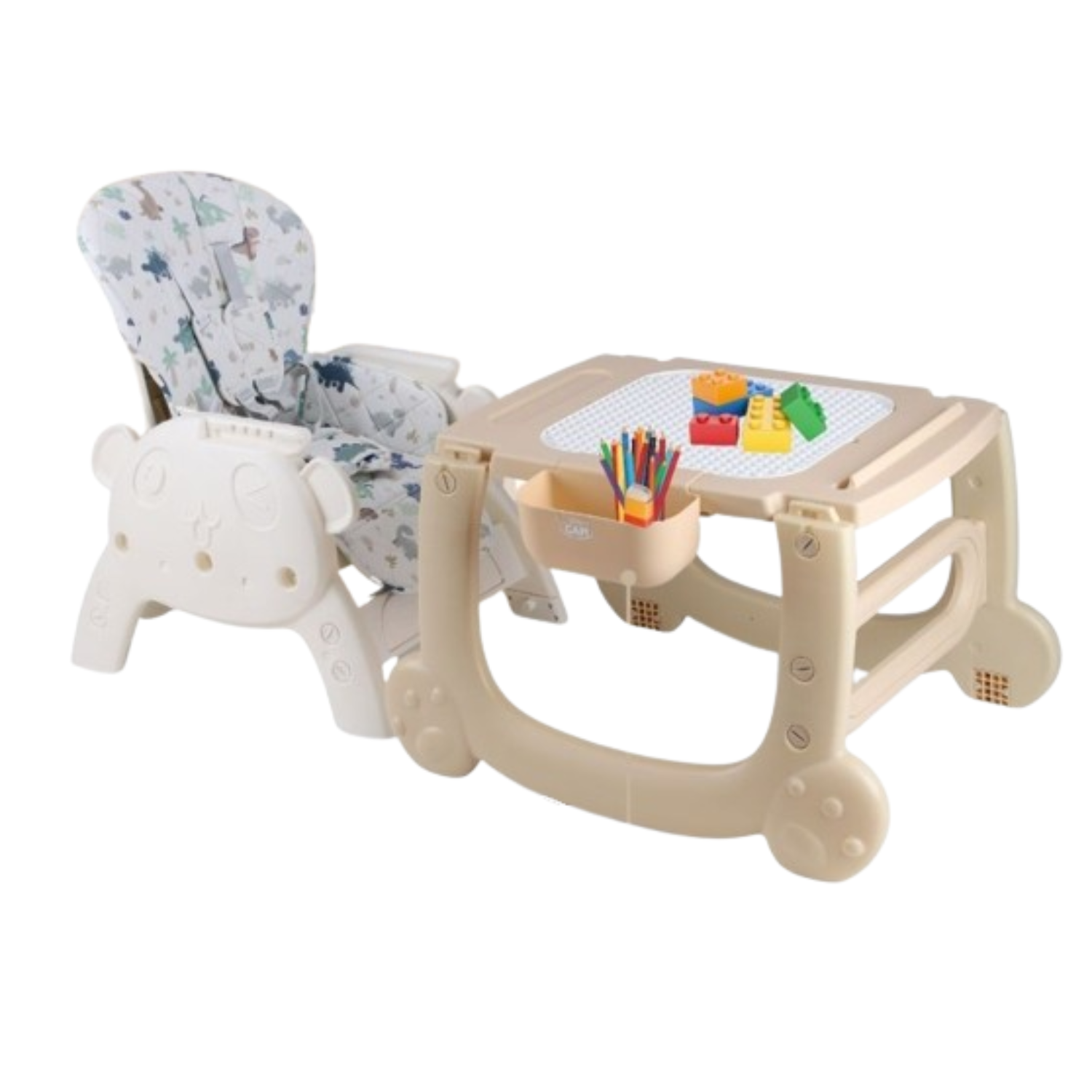 SILLA PARA COMER PARA BEBE CARPETA PANDA BEIGE 4 EN 1 - 2