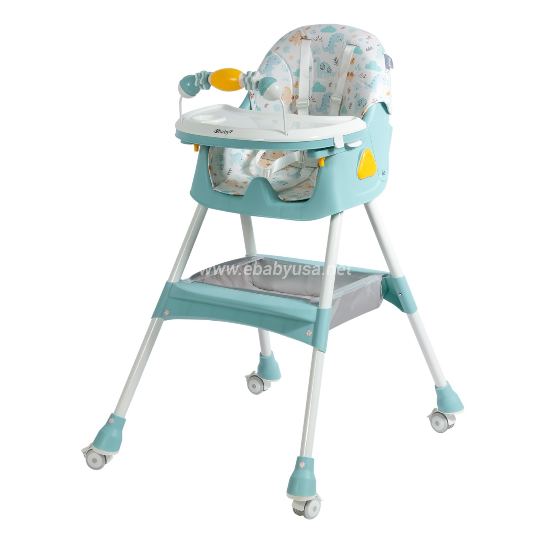 SILLA DE COMER PAPA BEBE LULU PLEGABLE VERDE EBABY CON PLATITO GRATIS - 2