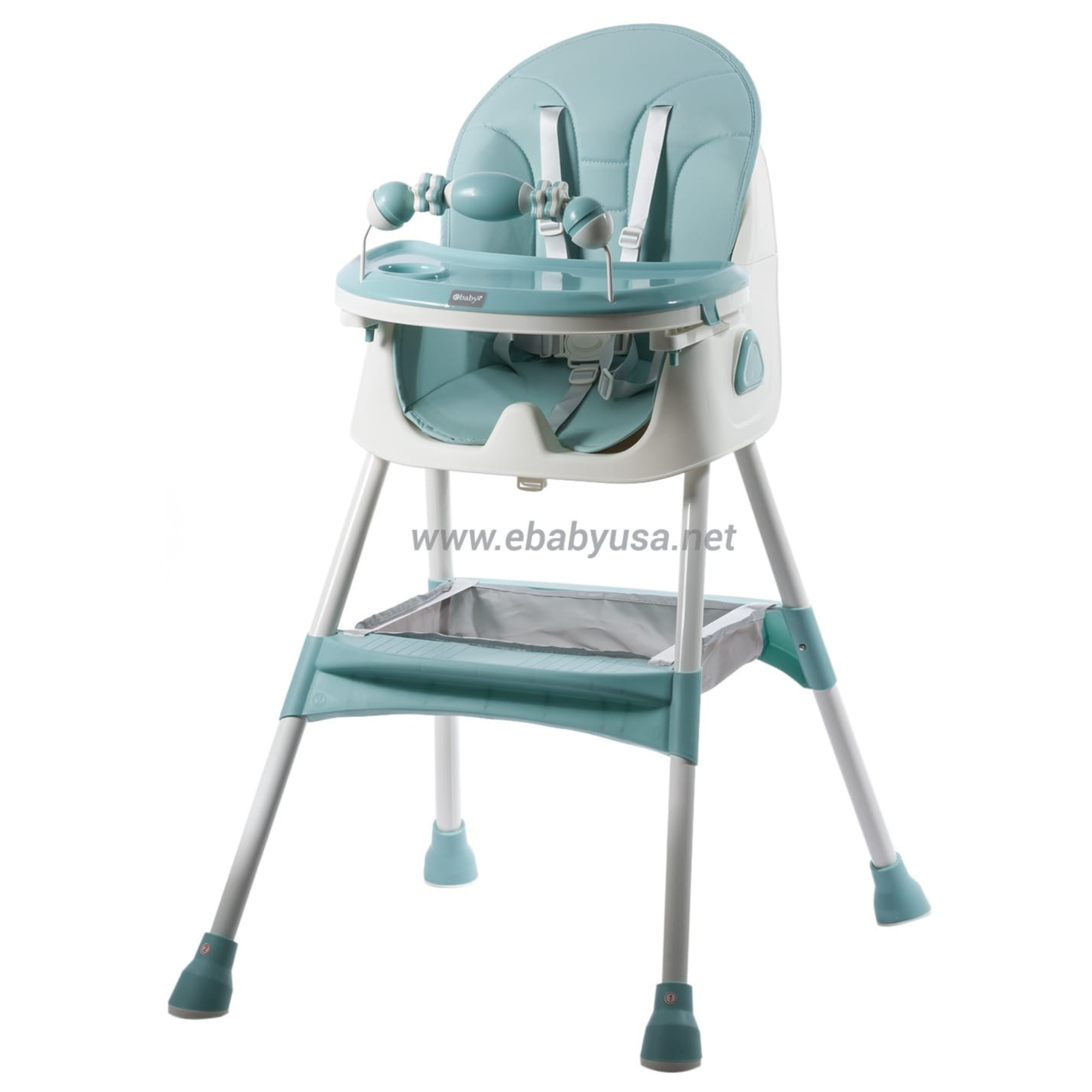 SILLA DE COMER PAPA BEBE LULU PLEGABLE VERDE EBABY CON PLATITO GRATIS - 3