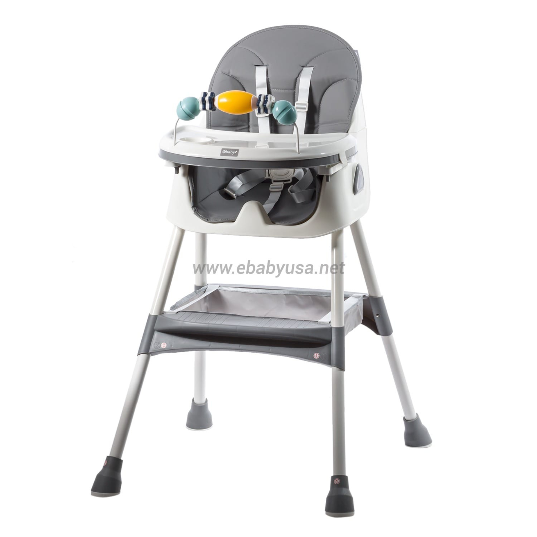 SILLA DE COMER PARA BEBE 'LULU' PLEGABLE GRIS EBABY CON PLATIO GRATIS - 3
