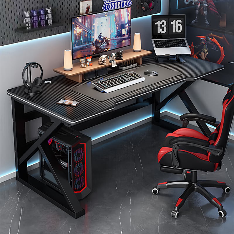 ESCRITORIO GAMER NEGRO DISEÑO ERGONÓMICO OFICINA - 1