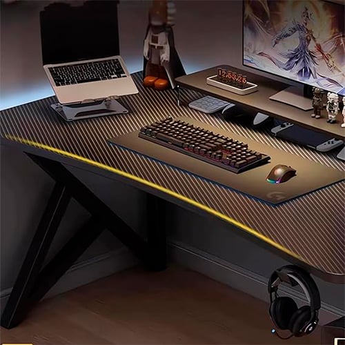 ESCRITORIO GAMER NEGRO SUPERFICIE FIBRA DE CARBONO NEGRO - 4