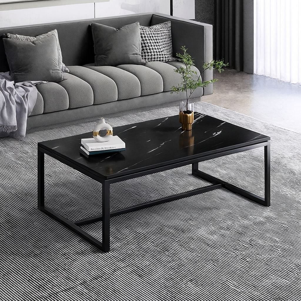MESA DE CENTRO NEGRA ESTILO MODERNO Y MINIMALISTA - 1