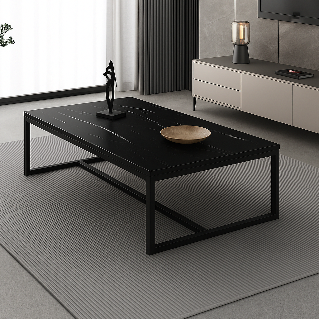MESA DE CENTRO NEGRA ESTILO MODERNO Y MINIMALISTA - 2
