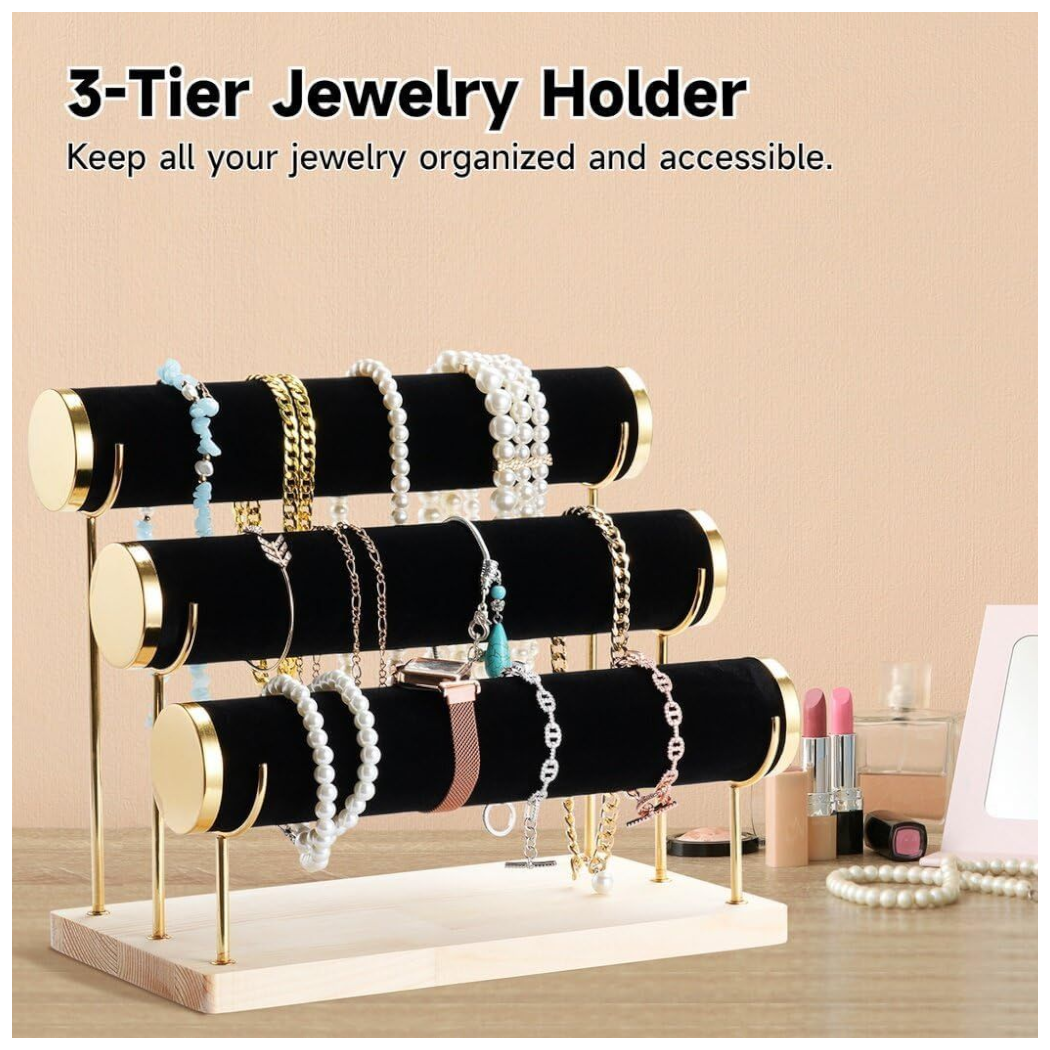 PORTA PULSERA, 3 NIVELES SOPORTE PARA PULSERAS COLLARES RELOJES TOBILLERAS - 2