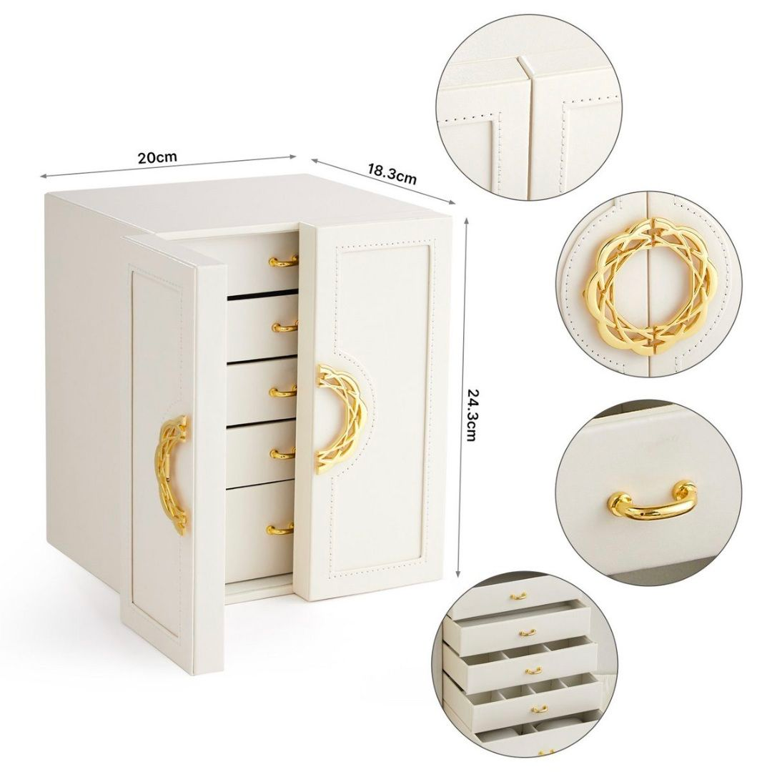 JOYERO GRANDE DE CINCO CAPAS PU ORGANIZADOR DE JOYAS DE 5 NIVELES - 4