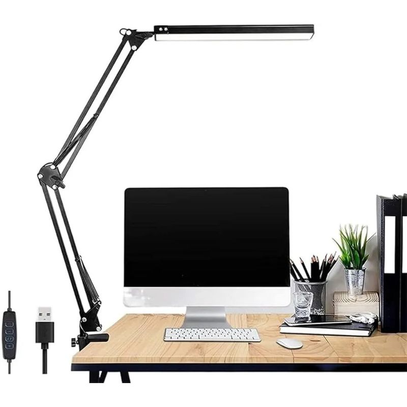 LÁMPARA DE ESCRITORIO CON BRAZO AJUSTABLE DE METAL CON 3 TONOS DE LUZ - 1