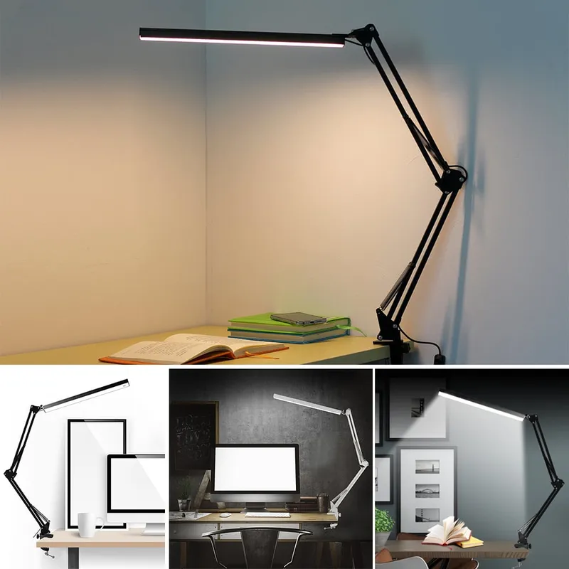 LÁMPARA DE ESCRITORIO CON BRAZO AJUSTABLE DE METAL CON 3 TONOS DE LUZ - 2