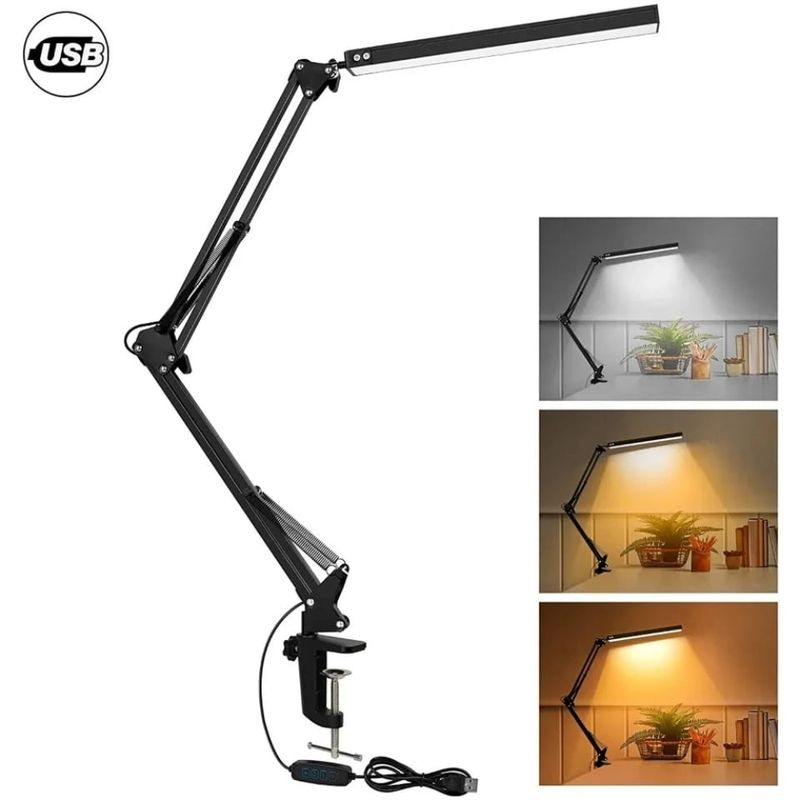 LÁMPARA DE ESCRITORIO CON BRAZO AJUSTABLE DE METAL CON 3 TONOS DE LUZ - 3