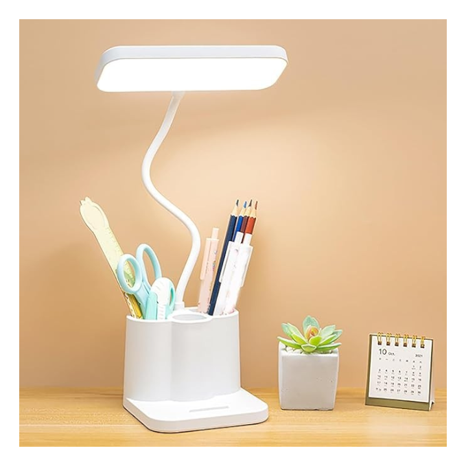 LÁMPARA DE ESCRITORIO LED MULTIFUNCIONAL 3 EN 1 - RECARGABLE, ORGANIZADOR Y SOPORTE CELULAR - 1