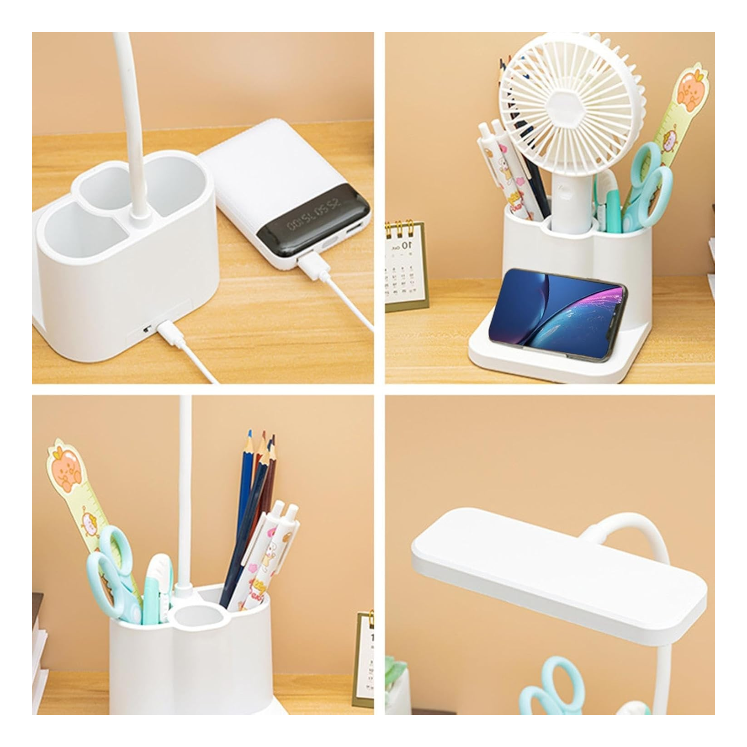 LÁMPARA DE ESCRITORIO LED MULTIFUNCIONAL 3 EN 1 - RECARGABLE, ORGANIZADOR Y SOPORTE CELULAR - 2
