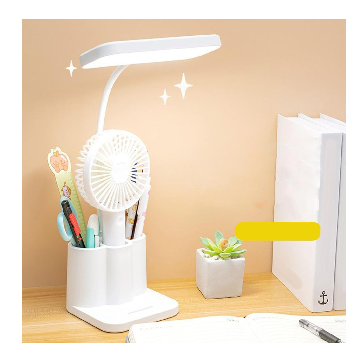 LÁMPARA DE ESCRITORIO LED MULTIFUNCIONAL 3 EN 1 - RECARGABLE, ORGANIZADOR Y SOPORTE CELULAR - 3