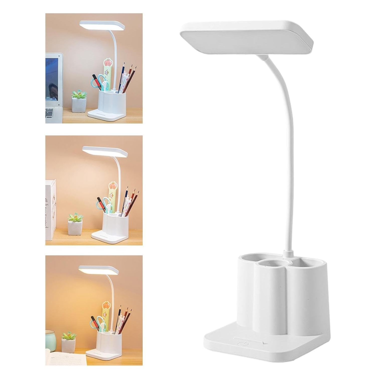 LÁMPARA DE ESCRITORIO LED MULTIFUNCIONAL 3 EN 1 - RECARGABLE, ORGANIZADOR Y SOPORTE CELULAR - 4