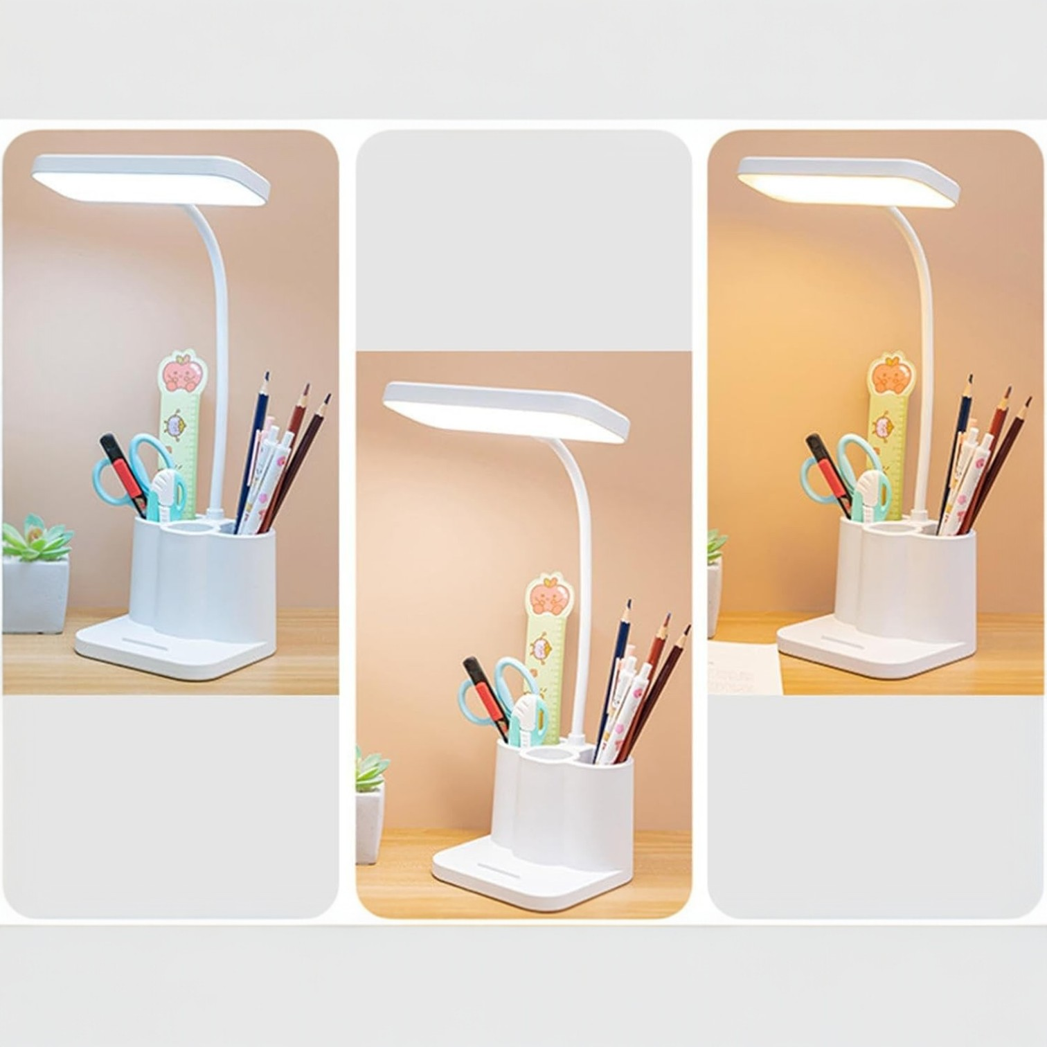 LÁMPARA DE ESCRITORIO LED MULTIFUNCIONAL 3 EN 1 - RECARGABLE, ORGANIZADOR Y SOPORTE CELULAR - 5