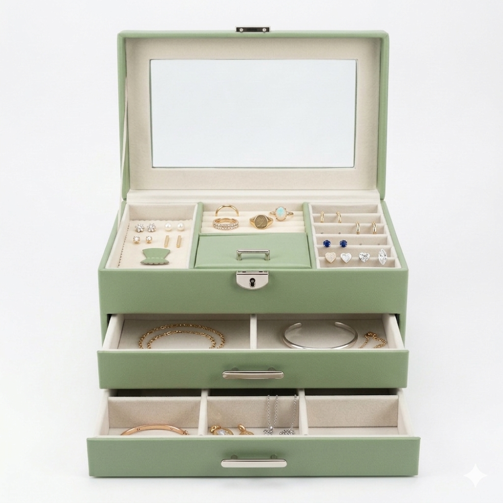 JOYERO ORGANIZADOR PREMIUM DE 3 NIVELES - ELEGANTE Y ESPACIOSO - 2