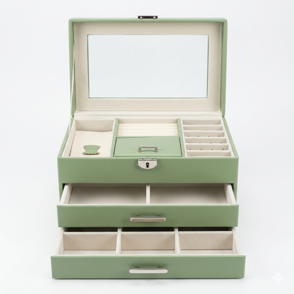 JOYERO ORGANIZADOR PREMIUM DE 3 NIVELES - ELEGANTE Y ESPACIOSO - 3