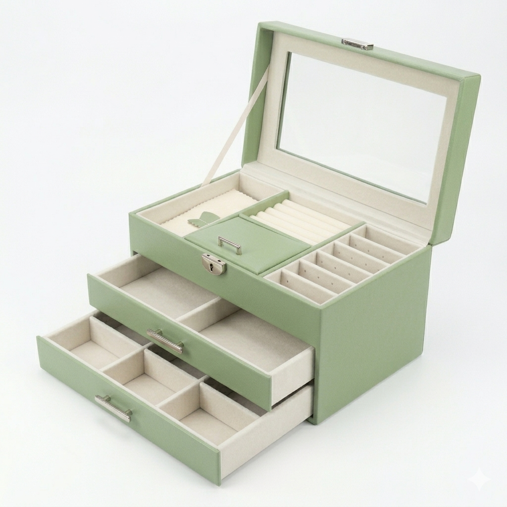 JOYERO ORGANIZADOR PREMIUM DE 3 NIVELES - ELEGANTE Y ESPACIOSO - 4