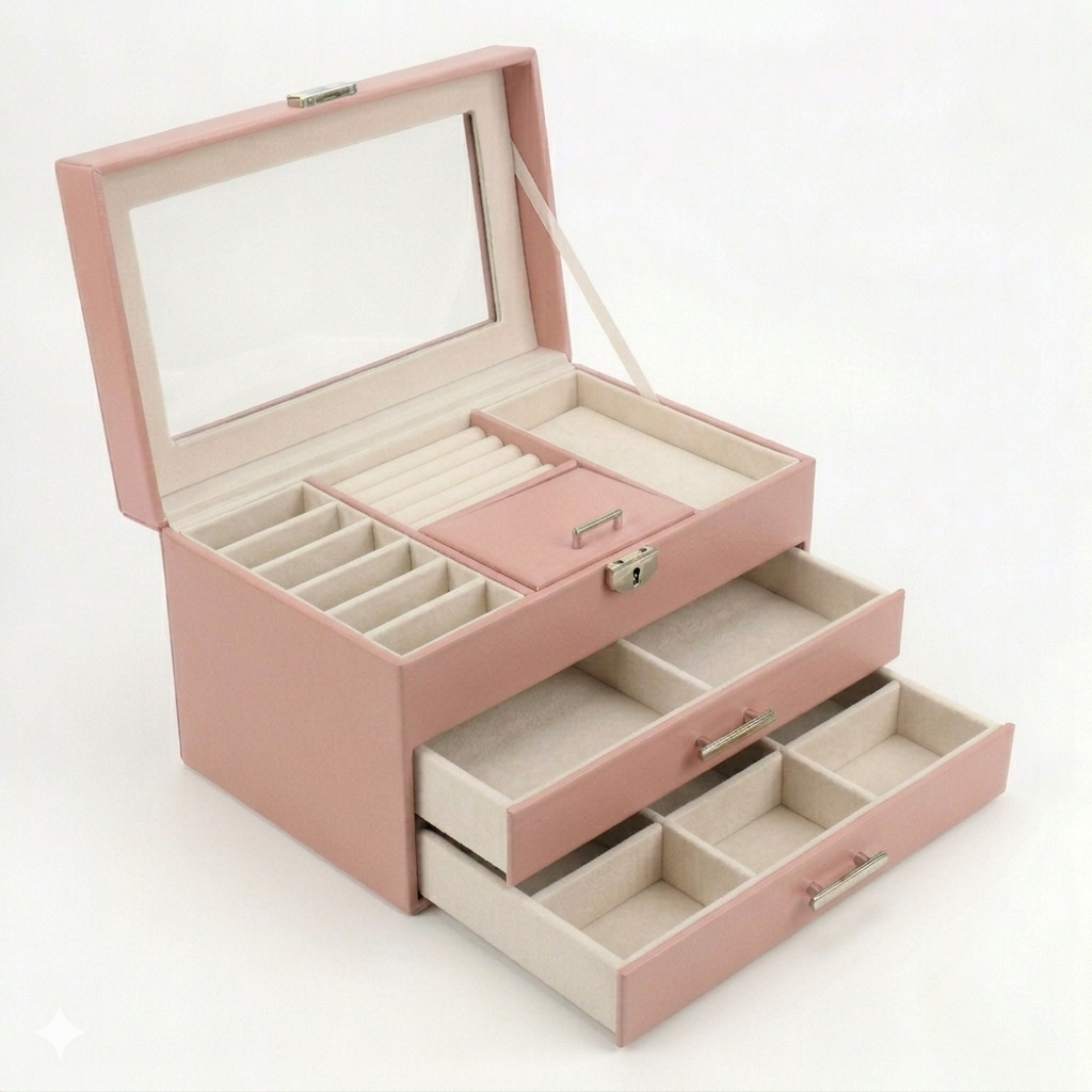 JOYERO ORGANIZADOR PREMIUM DE 3 NIVELES - ELEGANTE Y ESPACIOSO - 2