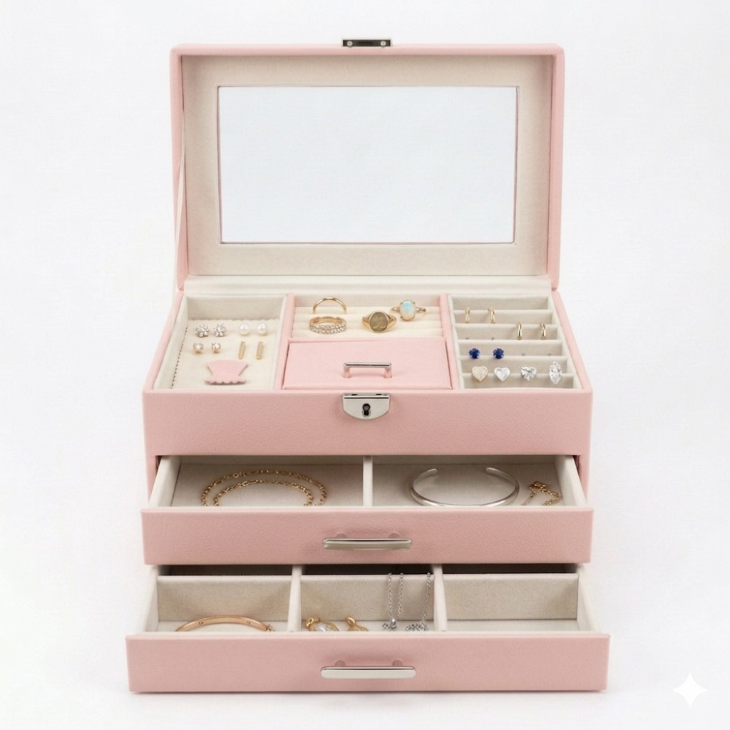 JOYERO ORGANIZADOR PREMIUM DE 3 NIVELES - ELEGANTE Y ESPACIOSO - 3