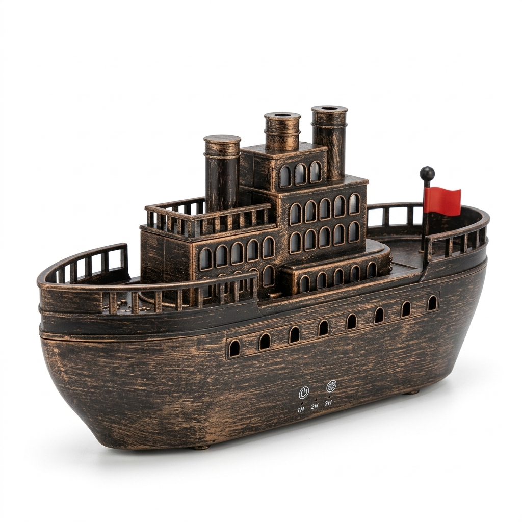 HUMIDIFICADOR Y DIFUSOR DE AROMAS DISEÑO BARCO DE VAPOR CLÁSICO - TEMPORIZADOR - 5