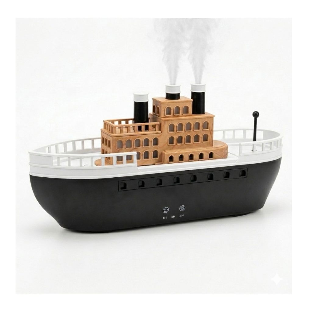 HUMIDIFICADOR Y DIFUSOR DE AROMAS DISEÑO BARCO DE VAPOR CLÁSICO - TEMPORIZADOR - 3