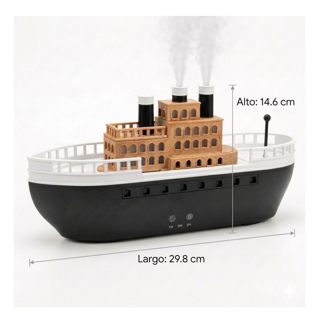 HUMIDIFICADOR Y DIFUSOR DE AROMAS DISEÑO BARCO DE VAPOR CLÁSICO - TEMPORIZADOR - 7
