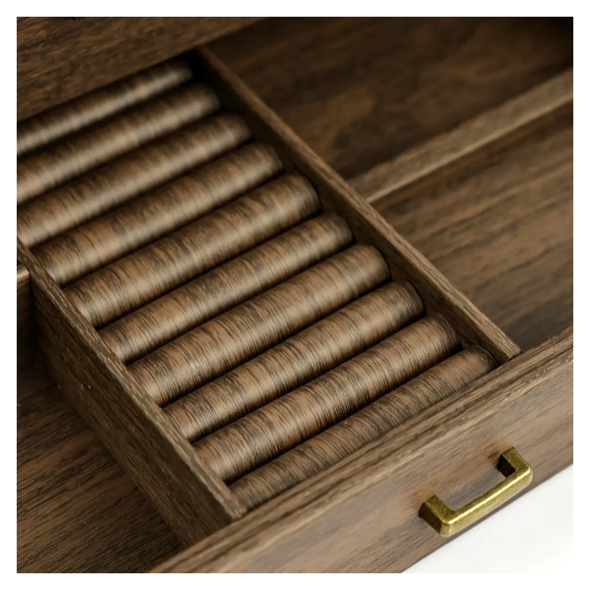 ORGANIZADOR DE RELOJES DE MADERA DE 12 COMPARTIMENTOS CON CAJÓN JOYERO Y TAPA DE VIDRIO - 3