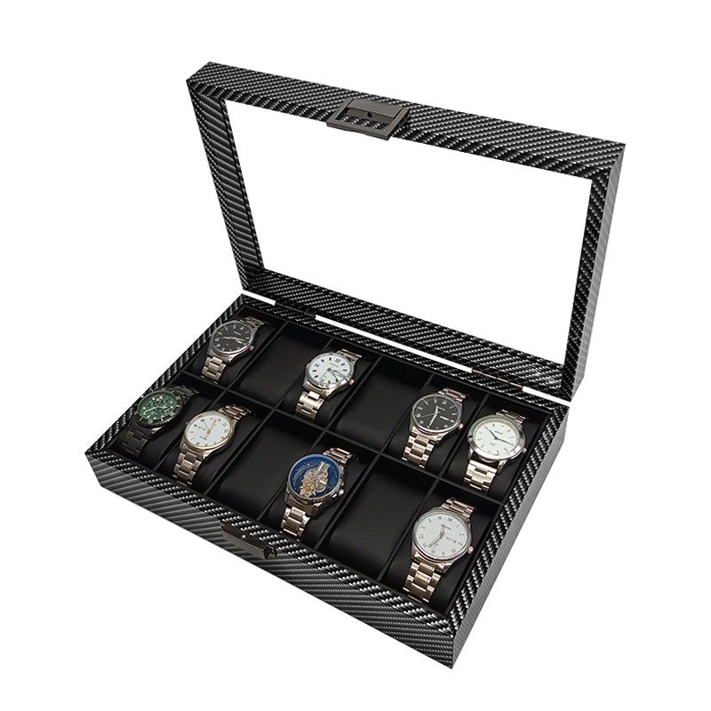 ORGANIZADOR DE RELOJES PREMIUM 12 COMPARTIMIENTOS - FIBRA DE CARBONO - 1