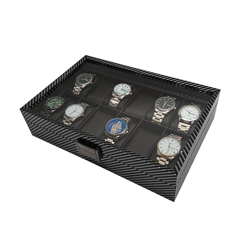 ORGANIZADOR DE RELOJES PREMIUM 12 COMPARTIMIENTOS - FIBRA DE CARBONO - 3