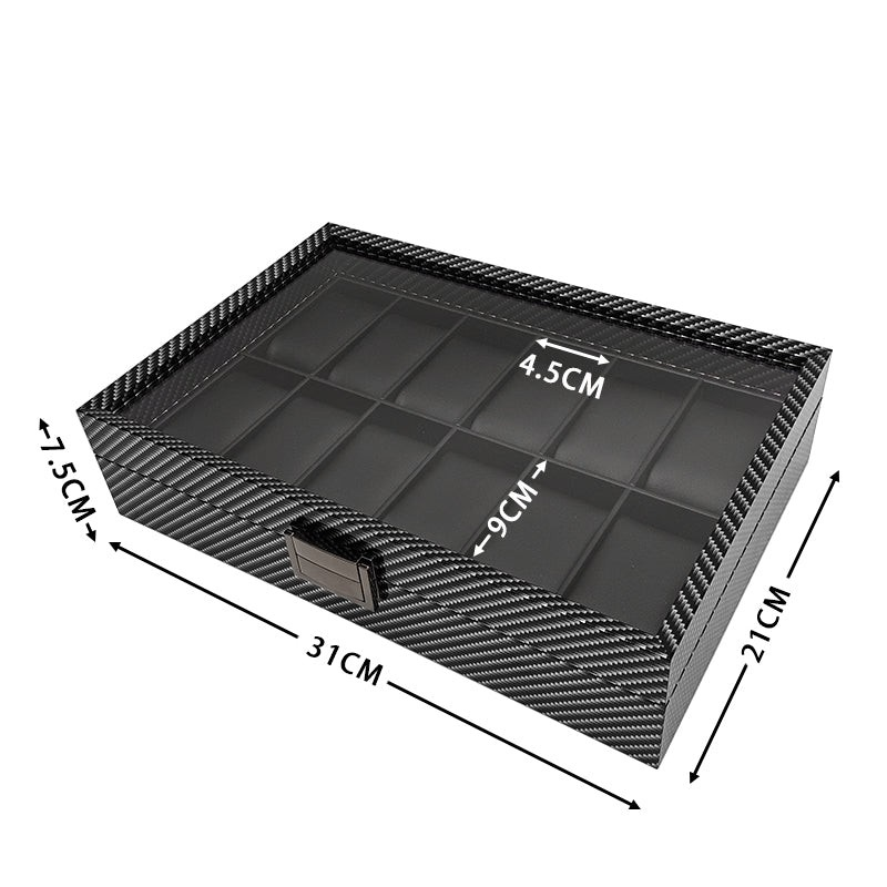 ORGANIZADOR DE RELOJES PREMIUM 12 COMPARTIMIENTOS - FIBRA DE CARBONO - 5