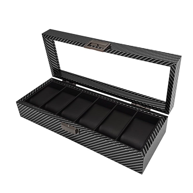 ORGANIZADOR DE RELOJES PREMIUM 6 COMPARTIMIENTOS - FIBRA DE CARBONO - 2