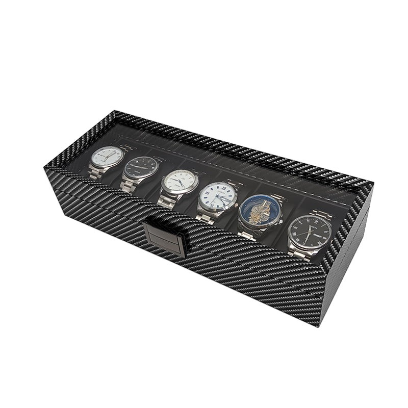 ORGANIZADOR DE RELOJES PREMIUM 6 COMPARTIMIENTOS - FIBRA DE CARBONO - 4