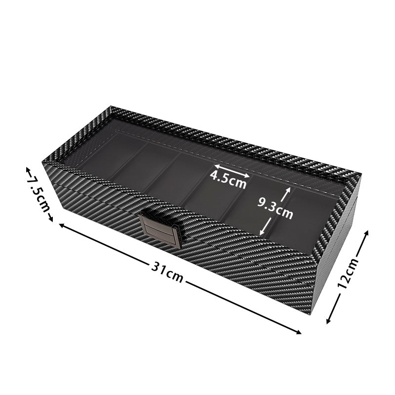 ORGANIZADOR DE RELOJES PREMIUM 6 COMPARTIMIENTOS - FIBRA DE CARBONO - 7