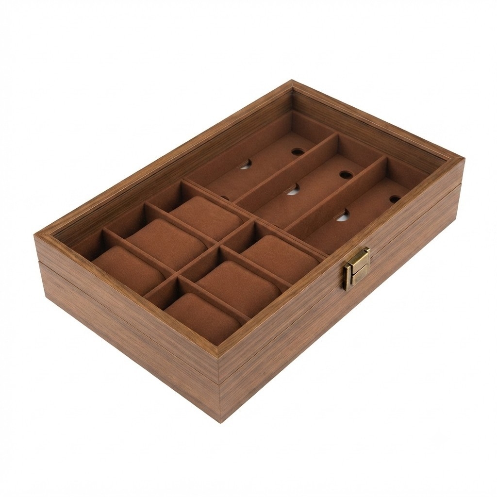 PORTA RELOJ Y LENTES DE MADERA PREMIUM - 2