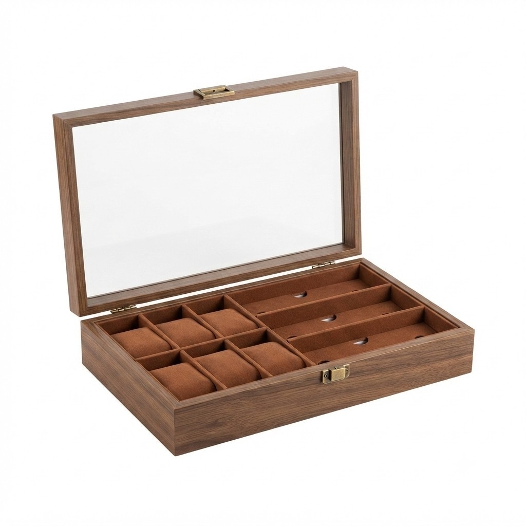 PORTA RELOJ Y LENTES DE MADERA PREMIUM - 3