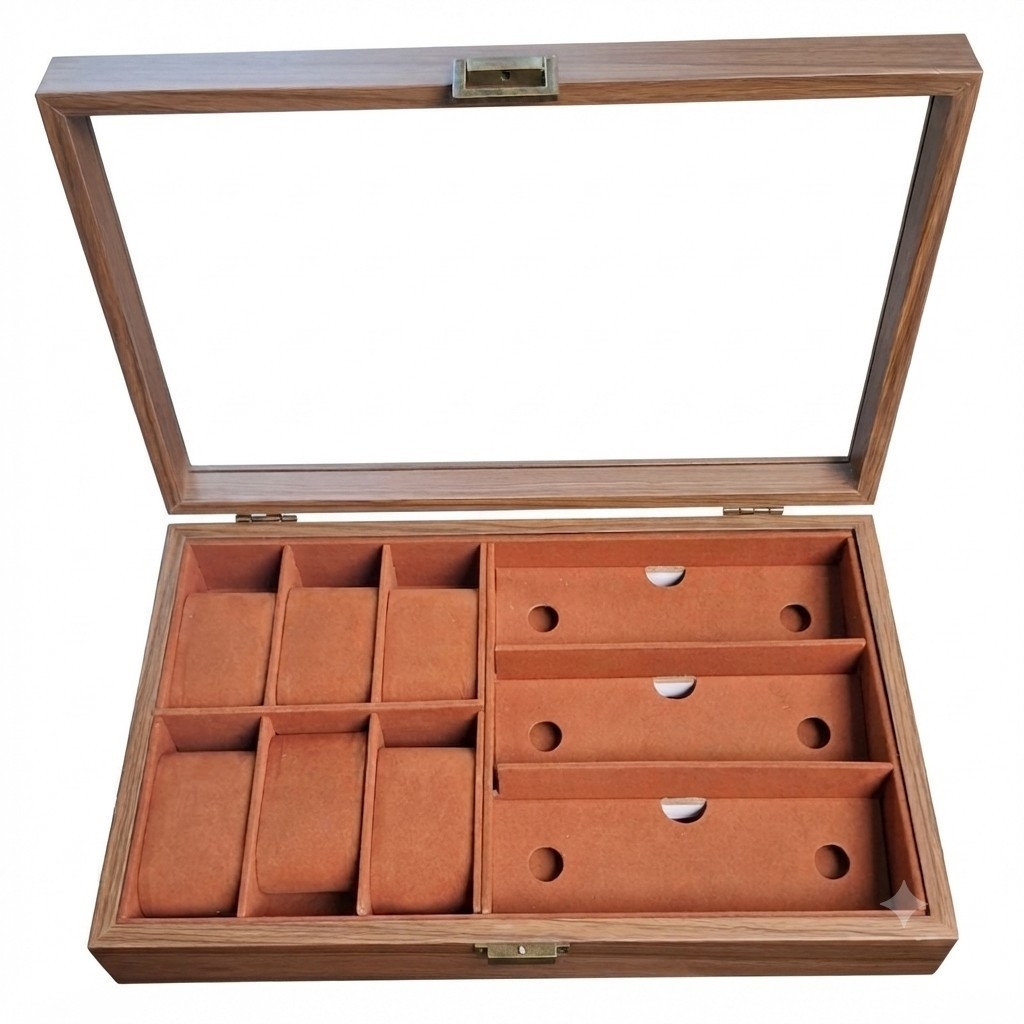 PORTA RELOJ Y LENTES DE MADERA PREMIUM - 5