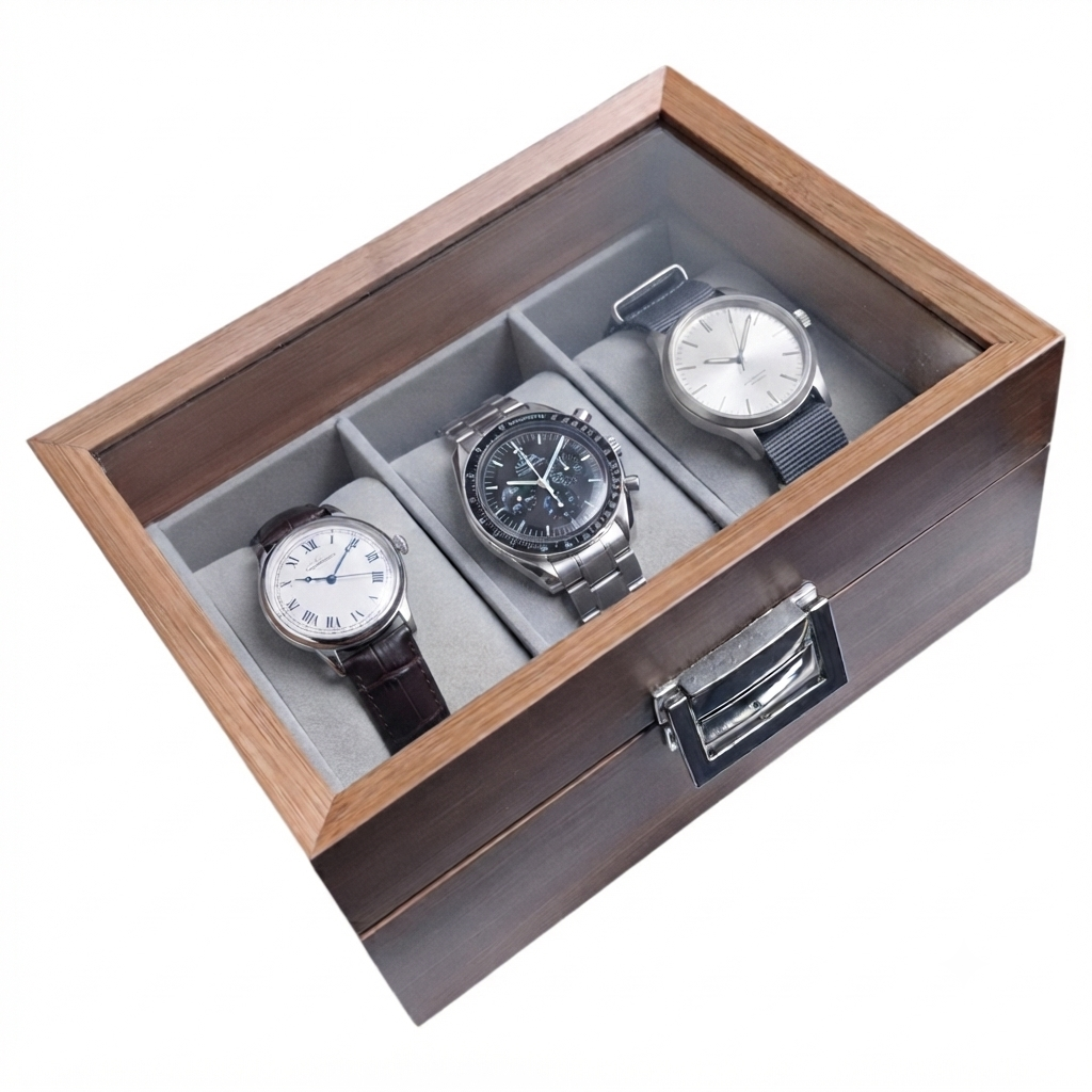PORTA RELOJ DE 3 COMPARTIMIENTOS DE MADERA - 7