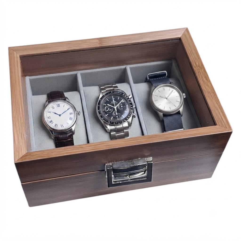 PORTA RELOJ DE 3 COMPARTIMIENTOS DE MADERA - 9