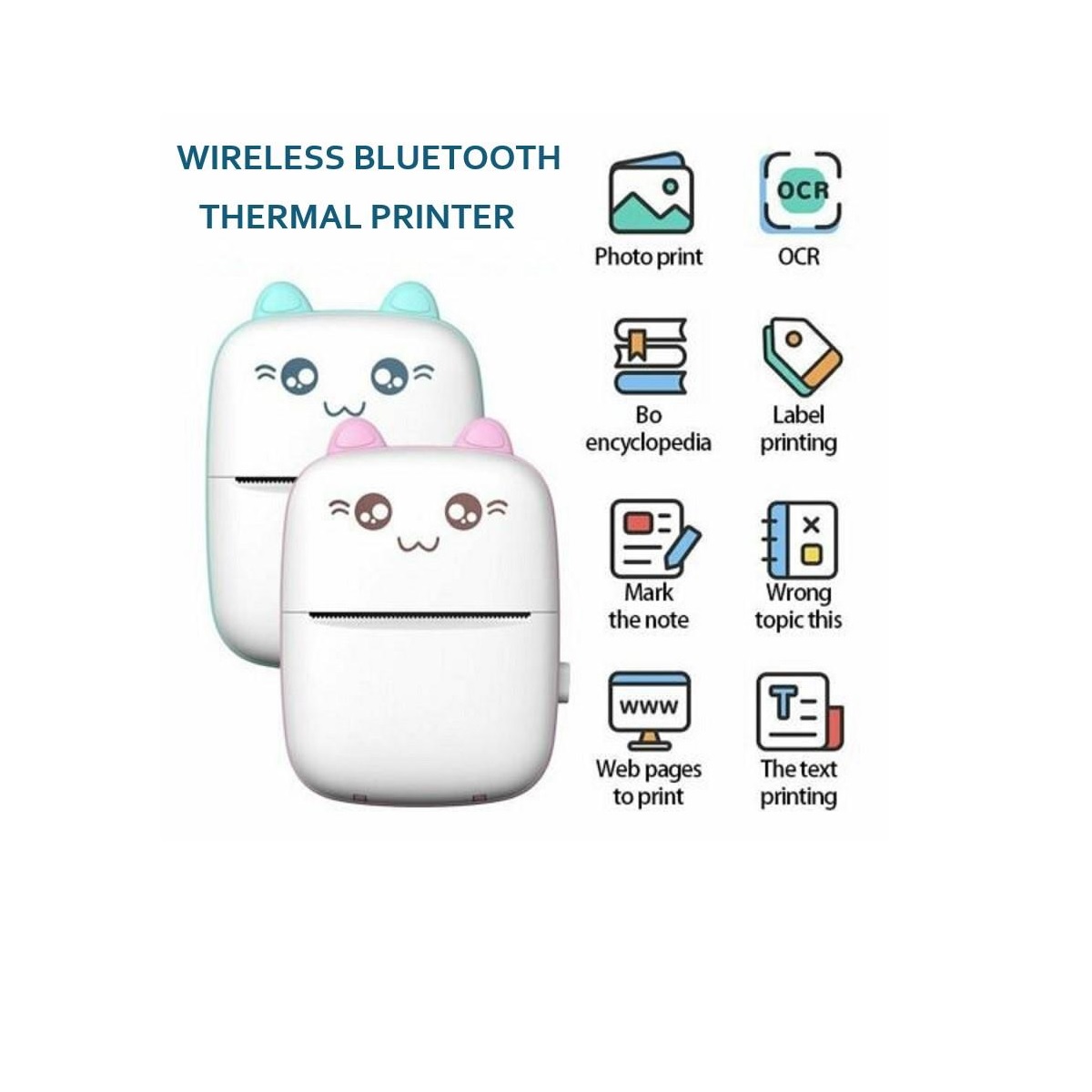 MINI IMPRESORA TÉRMICA PORTATIL RECARGABLE BLUETOOTH KAWAII - 3