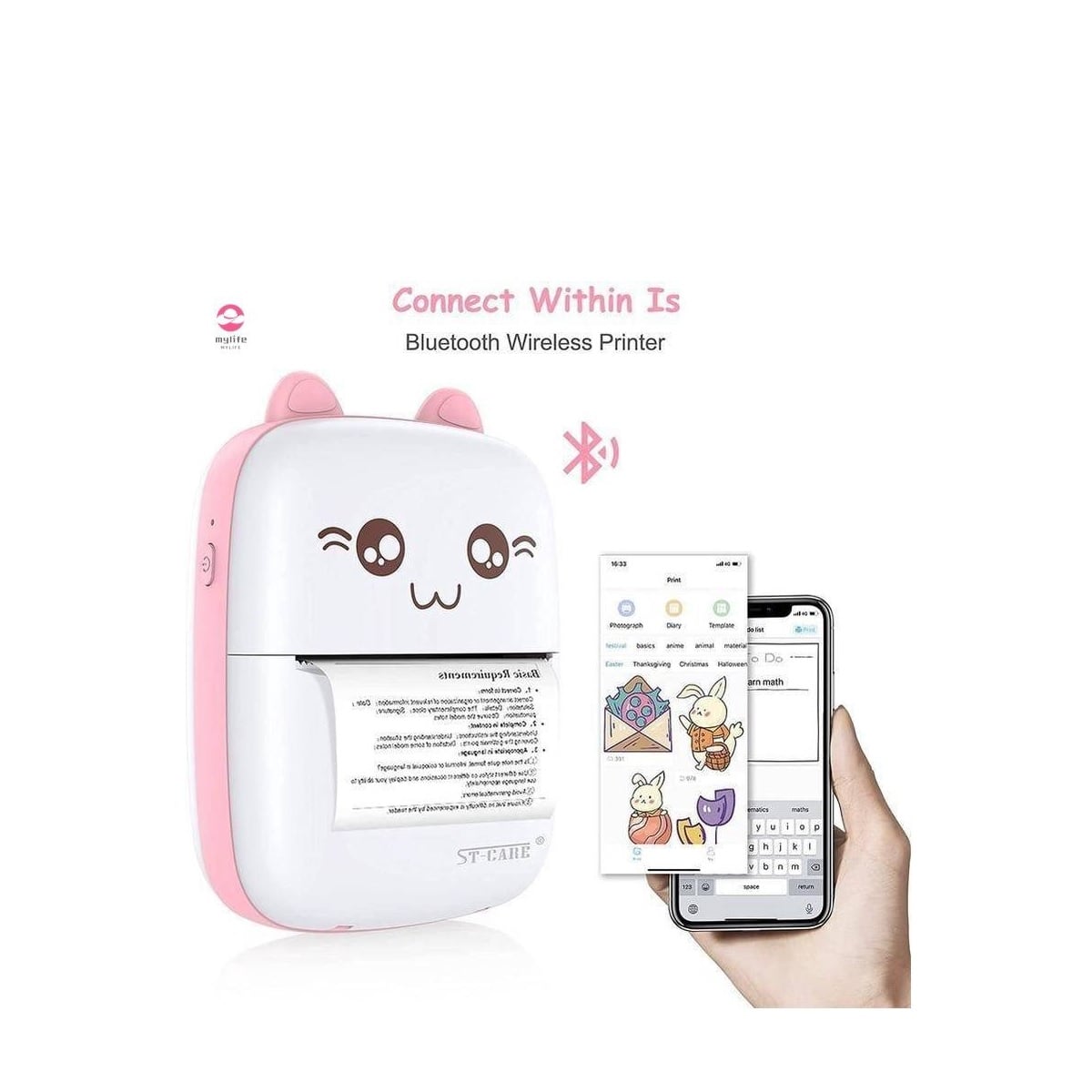 MINI IMPRESORA TÉRMICA PORTATIL RECARGABLE BLUETOOTH KAWAII - 4