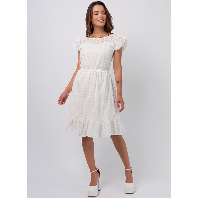 Vestido hojitas ivory